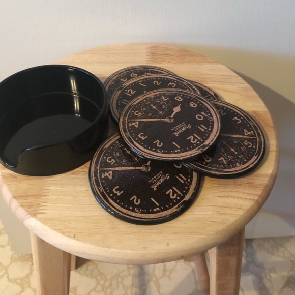 Set of 6 vintage looking ‘clock’ coasters NEW - Picture 2 of 3